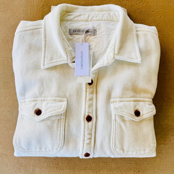 NWT Outerknown 2024 Mens Chroma Blanket Shirt Large Salt White - Picture 3 of 4